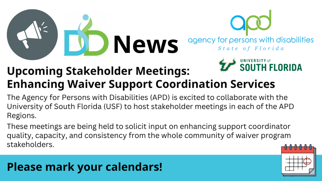 Upcoming Stakeholder Meetings: Enhancing Waiver Support Coordination Services
